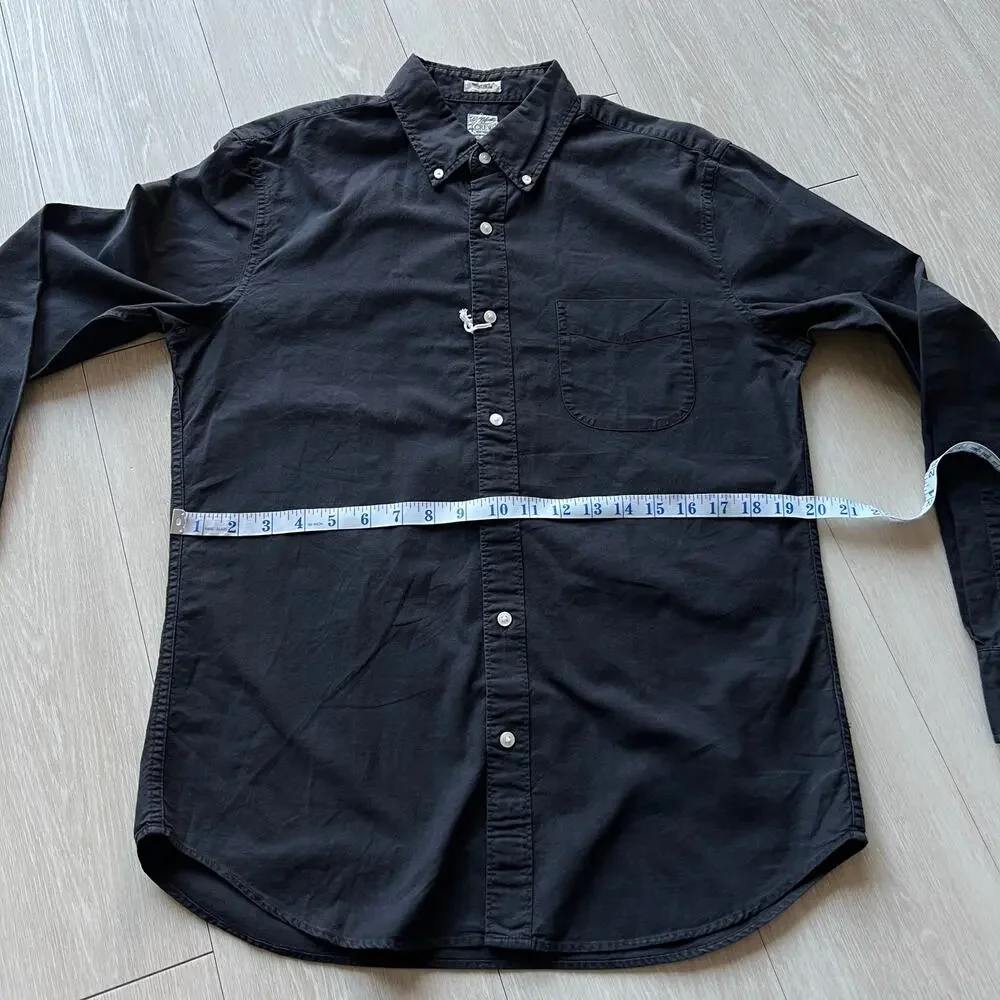 J Crew Garment Dyed Oxford Shirt Mens Slim Medium Black FLAW